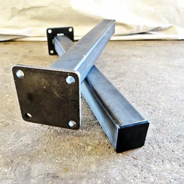 Set of 4 - Square Tubing Steel Dining Table Legs, industrial modern metal table legs  