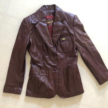 vintage 1970’s  Etienne Aigner wine leather blazer | iconic 1970s cordovan leather jacket 