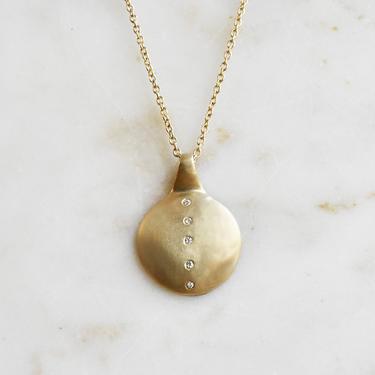 Small Coin Necklace with Vertical Diamonds