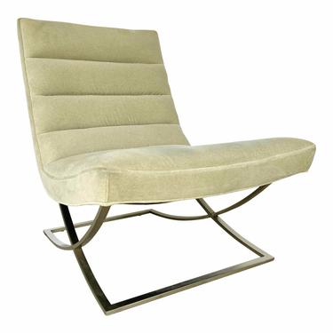 Mid-Century Modern Style Khaki Velvet Lounge Chair