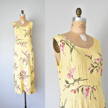 yellow floral tank dress, rayon floral dress, plus size dress 