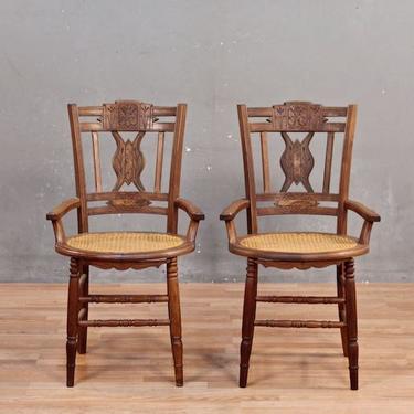 Victorian Eastlake Carved Oak &amp; Cane Side Chair – ONLINE ONLY