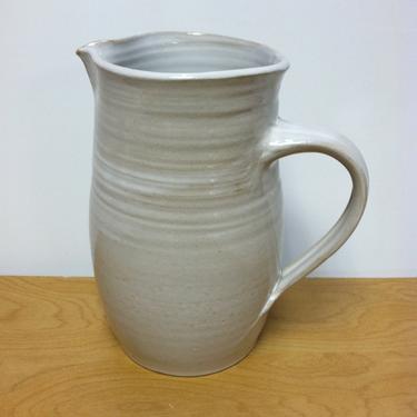 handmade pitcher, white pitcher, pottery pitcher, ceramic pitcher, clay pitcher, water carafe, white 