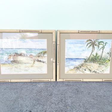 Pair of Original Water Color Beach Art