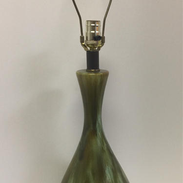 Mid Century Ceramic Table Lamp in Glaze Green 