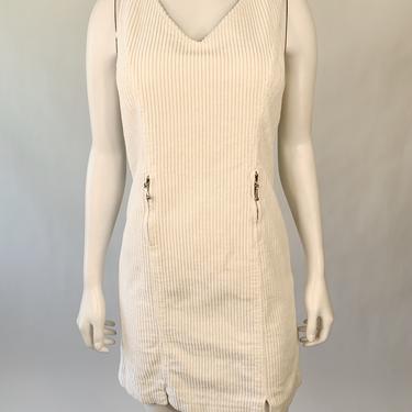 1980's White Corduroy Shift Dress