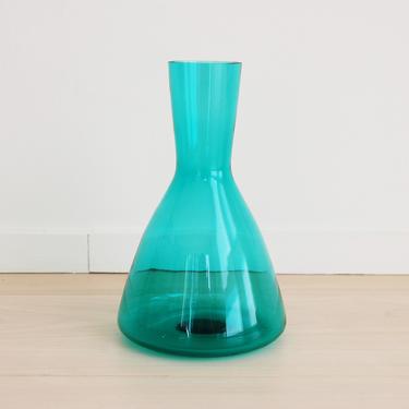 Scandinavian Modern Green Glass Pitcher Vase 