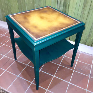 Painted Leather Top Stickley Side TAble