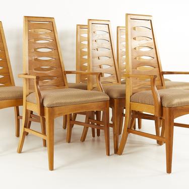 Young Manufacturing Mid Century Walnut Ladder Back Dining Chairs - Set of 8 - mcm 