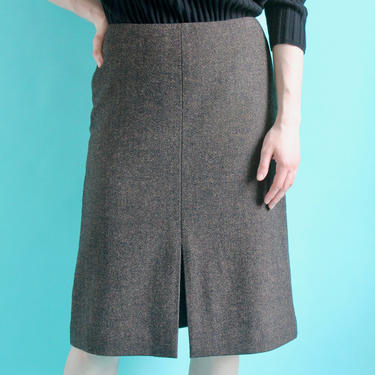 Wool Blend High Waist 80's Skirt Medium Herringbone 