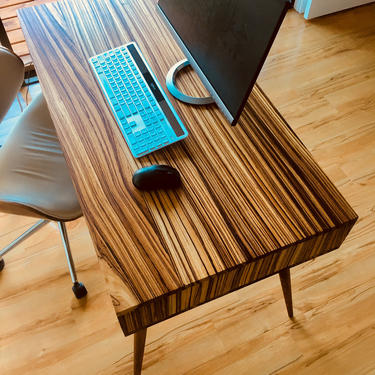 Zebra wood Desk | Mid century modern desk | Wood Desk | Mid-century Desk | wood table 