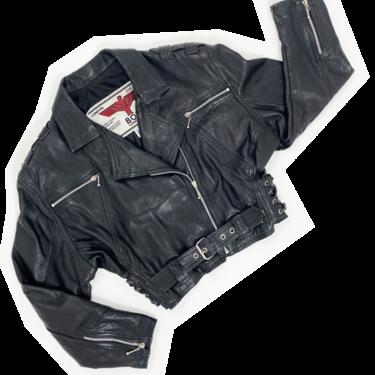 Boy London 80s black leather bondage jacket
