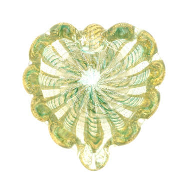 Barovier &amp; Toso Murano &amp;quot;Condonato d'Oro&amp;quot; Gold Leaf and Green Art Glass Bowl | Ashtray | Ring Dish 