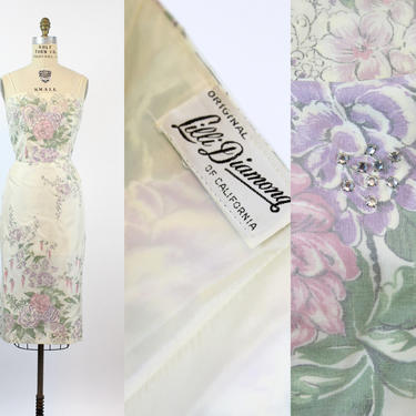 1950s Lilli Diamond rhinestone organza ROSE dress small | new summer 