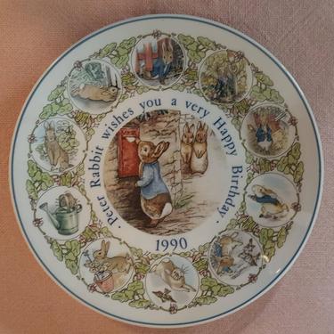 Vintage Beatrix Potter Nursery Ware 1990 Peter Rabbit Birthday Plate By Wedgwood 