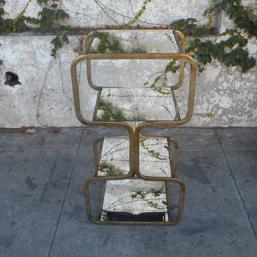 Gold and Mirror Side Table Shelf Plant Stand Table