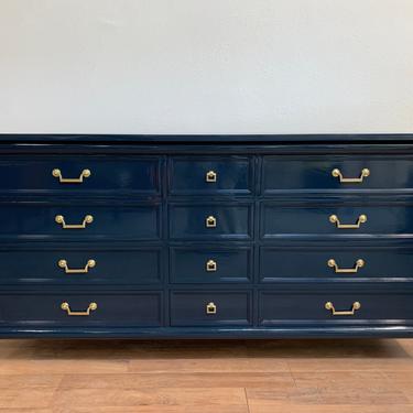 SOLD      Navy lacquered White Furniture Co Mid Century MCM Dresser 