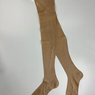 1920's-30's Long Stockings - Fine Mercerized Cotton - Flesh Tone - Made in the USA - Never Worn - NOS - Dead/Stock 
