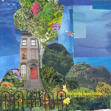 Brooklyn Brownstone on a Beach ORIGINAL COLLAGE 