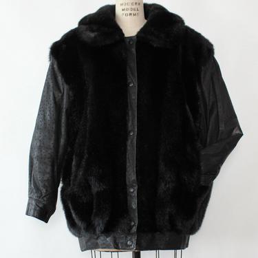 Faux Fur Leather Corner Coat M/L