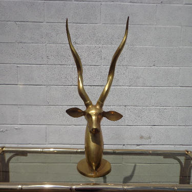 Brass Antelope Gazella Mid Century Sculpture Hollywood Regency Decor Figurine Bohemian Chic Boho Bronze Gold Antique Statue Ibex Collectible 