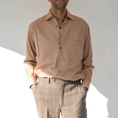Ermenegildo Zegna Sherbet Orange Herringbone Cashmere Soft Long Sleeve Shirt | Made in Italy | 100% Cotton | Italian Designer Tailored Shirt 
