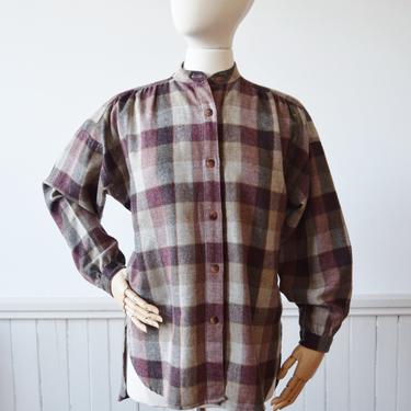 Plaid Wool Chore Over Shirt | Vintage 1970s/80s | S 