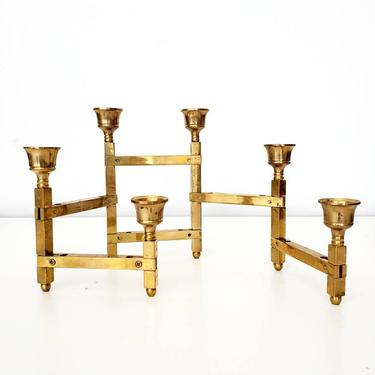 Mid Century Modern Brass Articulating Candelabra / Candleholder 