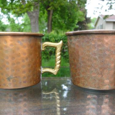 Hammered copper cream and sugar serving set by Colonial Virginia hand made in Hampton, VA. 