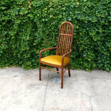 Vintage Modern Slatted Brassy Velvet Accent Chair