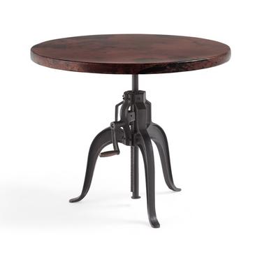 ARHAUS ADJUSTABLE ROUND COPPER FINISH TOP TABLE