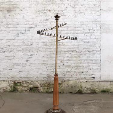 Vintage Clothing Store Spiral Garment Rack Ornate Brass | North Grove Antiques - Freeport, IL | ATTIC Vintage Clothing Store Spiral Garment Rack Ornate Brass | North Grove Antiques - Freeport, IL | ATTIC