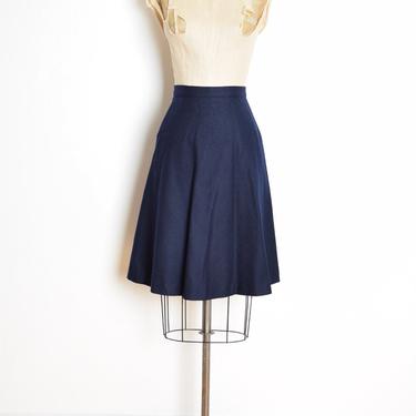 vintage 60s skirt navy blue wool high waisted full mini skirt evan picone XS clothing 