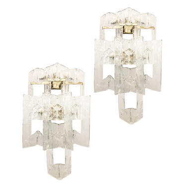 Pair of Large Barovier and Toso Glass Sconces, Italy, 1960s