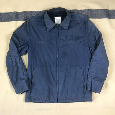 Size 42 Long Vintage 1980s US Navy Blue Utility Jacket 