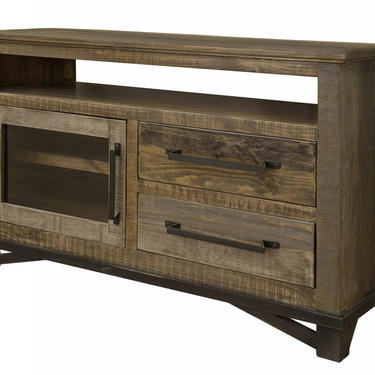 Farmhouse Rustic Solid wood 51 inch TV stand Media Consoe with 2-drawers 1-door & Open Shelf 
