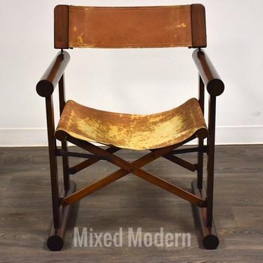 Rosewood &amp; Leather Foldable Campaign Chair 