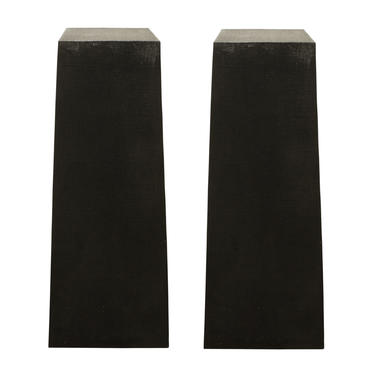 Pair of Pyramidal Pedestals in Black Lacquered Linen 1970s