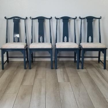 1970's Vintage Raymond Sabota For Century Furniture  Chin Hua Asian Chinoiserie Dining Chairs  Set Of 4 . 