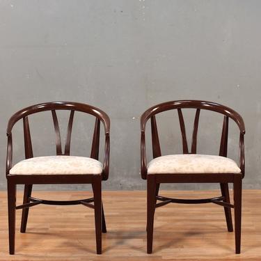 Mid Century Curved Walnut &amp; Roses Side Chair – ONLINE ONLY