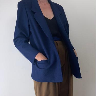 vintage navy blue textured minimalist blazer size medium 