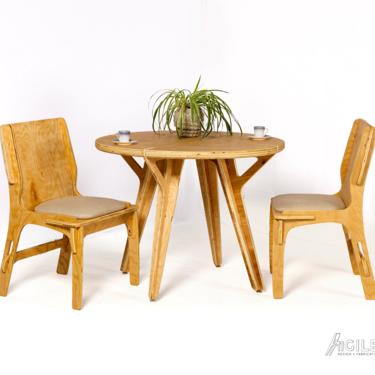 LILY Dining Set // Table and Chairs // Wood Kitchen Table set finished with Tung Oil and virtually VOC-free // upholstered options available 