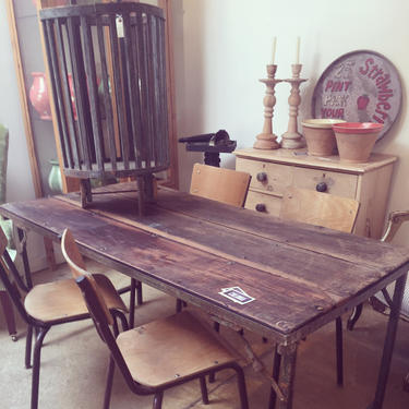 Vintage Folding Farm Table Industrial 