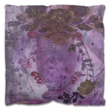 Floral Art Print Outdoor Pillows - Original Artwork Purple Flowers ~ Purple Roses Flowers ~ Floral Pillow ~ Outdoor Decor ~ Floral Abstract 