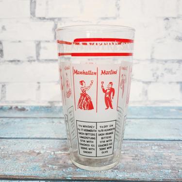 To Your Health Barware Shaker Glass With Recipes - Drink Recipes - Salud - Midcentury Cocktail Shaker Glass 
