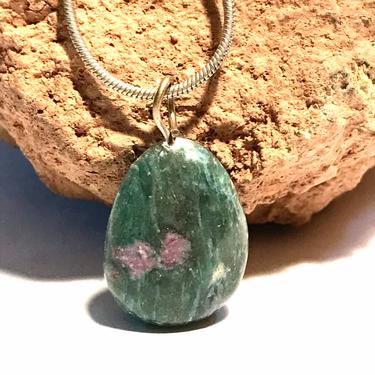 Ruby in Fuchsite Pendant Natural Polished Stone 925 Sterling Silver Necklace Healing Crystal Jewelry Love 