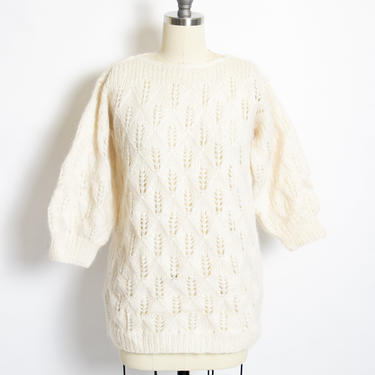 1980s Sweater Wool Mohair Chunky Knit S 
