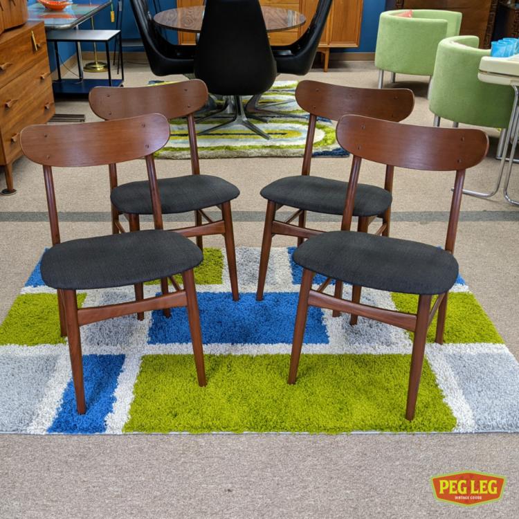 Set of 4 Danish Modern dining chairs with new upholstery