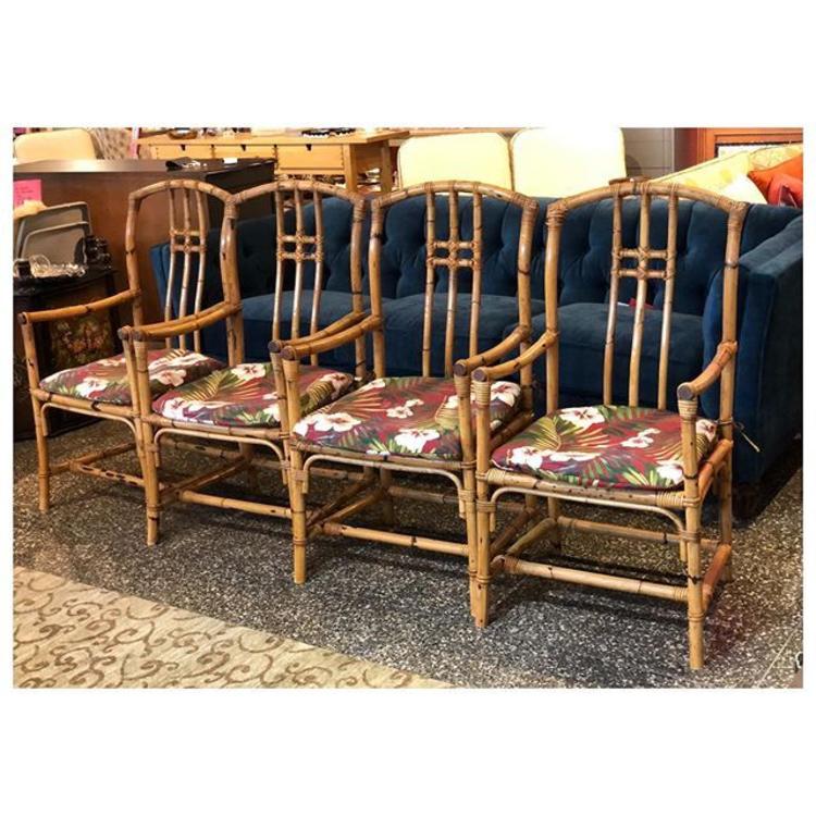 Rattan (dining) chairs with armrest. 4 available. 