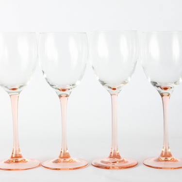 Pink Glassware, Wedding Decor, Vintage Glassware, Blush Pink, Wine Glassware, Wine Glasses, Pink Wine Glasses, Pink Glasses, France,Set of 4 